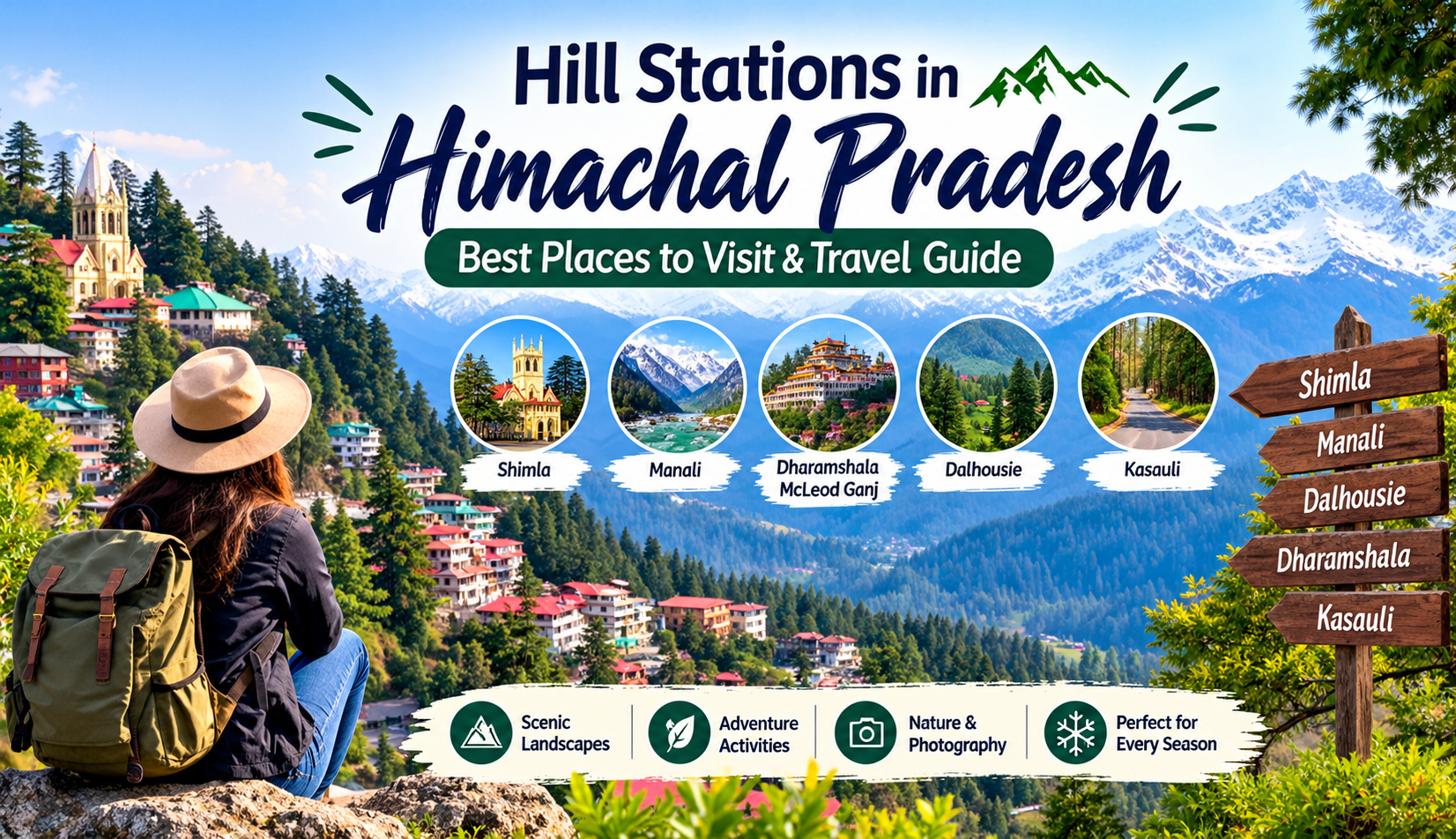 Hill stations in Himachal Pradesh featuring Shimla, Manali, Dharamshala, Dalhousie and Kasauli